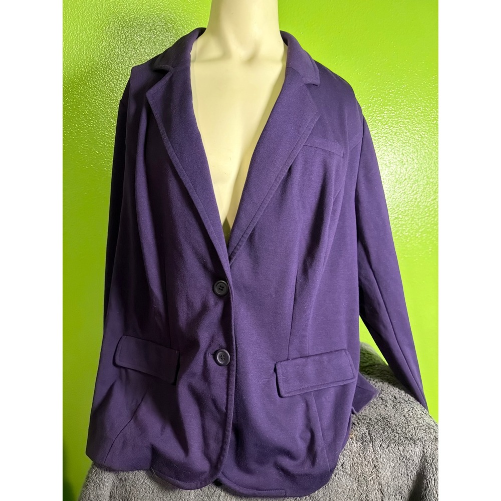 Lane Bryant Purple Knit Blazer Jacket Women Plus Size 24 Two Button Peplum Back
